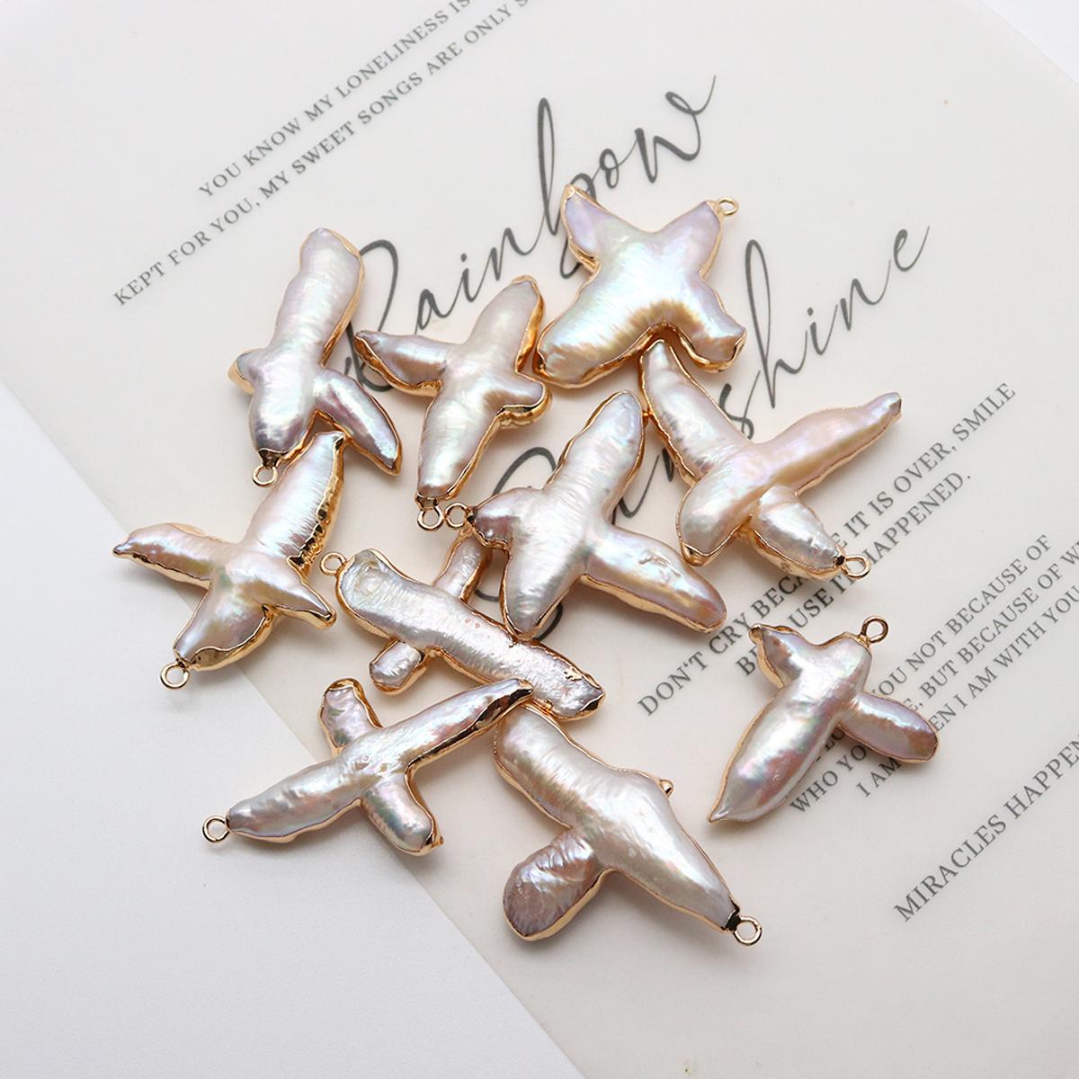 

1 шт. Загорнутий кулон Прісноводна перлина Хрестоподібний кулон для виготовлення ювелірних виробів Намисто своїми руками Аксесуар 17-26x35-50mm