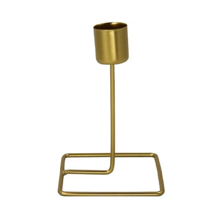 European Metal Crafts Candle Stand with Round Base Golden Taper Candle Holder Candlestick for Home Centerpieces Decors