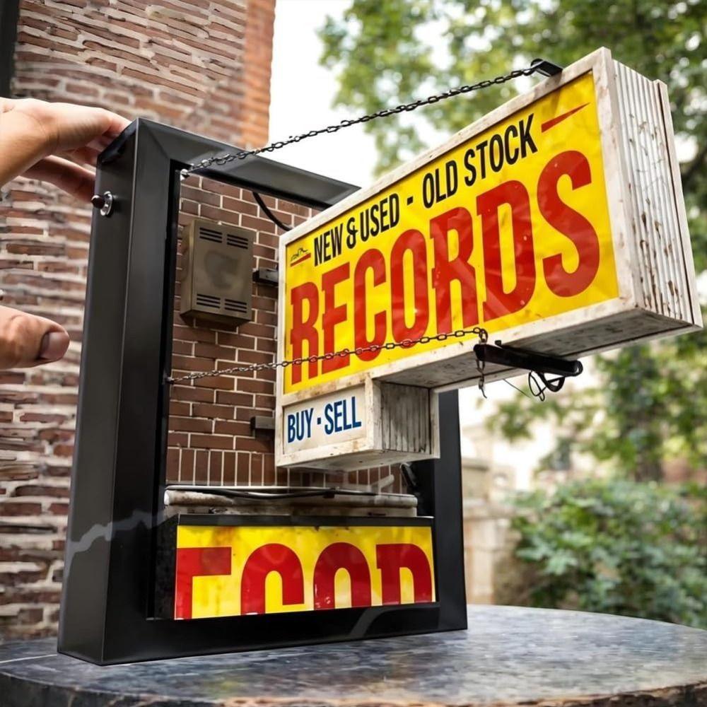 3D Miniature Record Store Retro Wall Light Energy Saving Retro Record Player Wall Light  Decoration