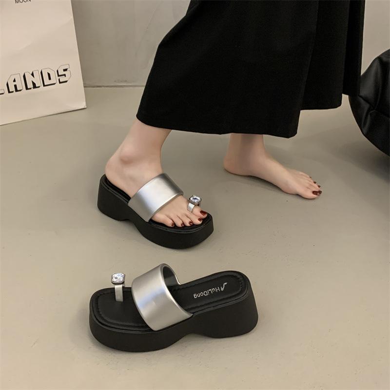 2025 kleiner Mann Höhenzunahme super High Heel Schuhe Drag Damen Sommer Muffinsohle dicker Absatz Zehen coole Hausschuhe dicksohlige Keilabsatzschuhe