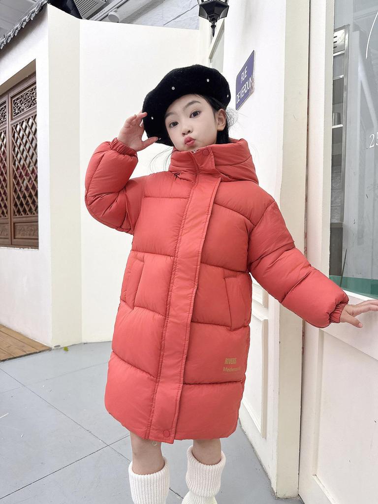 Girls' Long Hooded Winter Jacket with Graphene Heat Technology