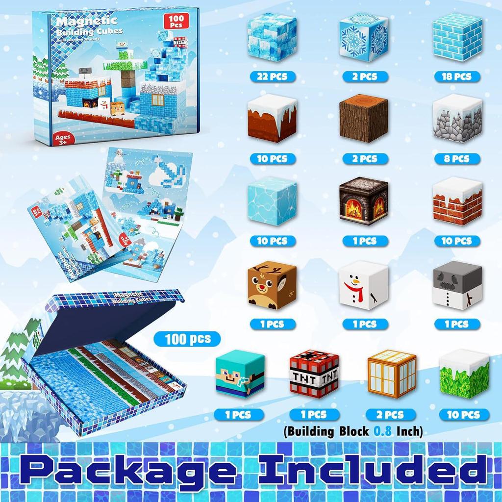 Blue Castle Magnetic Cube Building Blocks - 3D Educational Montessori Toy