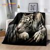 3D-Cartoon-Tiger, Wolf, Löwe, Leopard, Tier, Plüschdecke, Flanelldecke, Überwurf, Decke für Wohnzimmer, Schlafzimmer, Bett, Sofa, Picknick