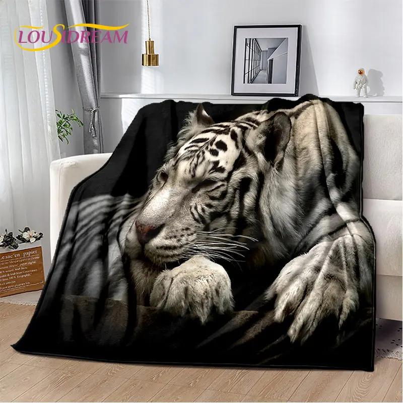 3D-Cartoon-Tiger, Wolf, Löwe, Leopard, Tier, Plüschdecke, Flanelldecke, Überwurf, Decke für Wohnzimmer, Schlafzimmer, Bett, Sofa, Picknick