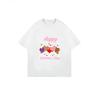 Damen Weißes T-Shirt Happy Valentine's Day Herzmuster Und Text Für Valentinstag