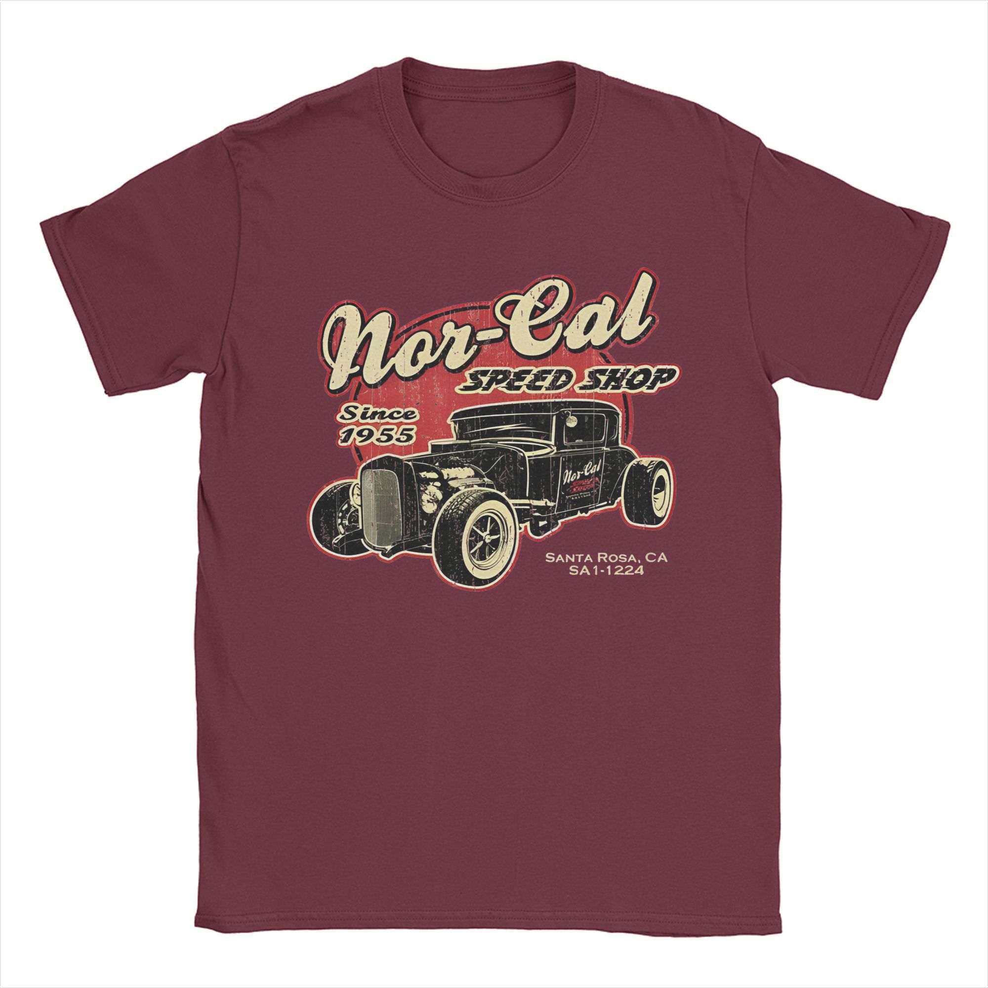 

Мужская женская рубашка Nor-Cal Hot Rod, хлопковая футболка с графическим принтом, одежда, наряды XXXXXL бордовый