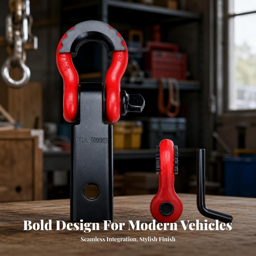 Off-Road Tow Hook Receiver Hitch with Powder-Coated Hardware