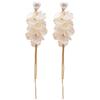 White Petal Flower Drop Earrings for Women Elegant Temperament Simulated Pearl Tassel Earrings Wedding Romantic Jewelry Gifts