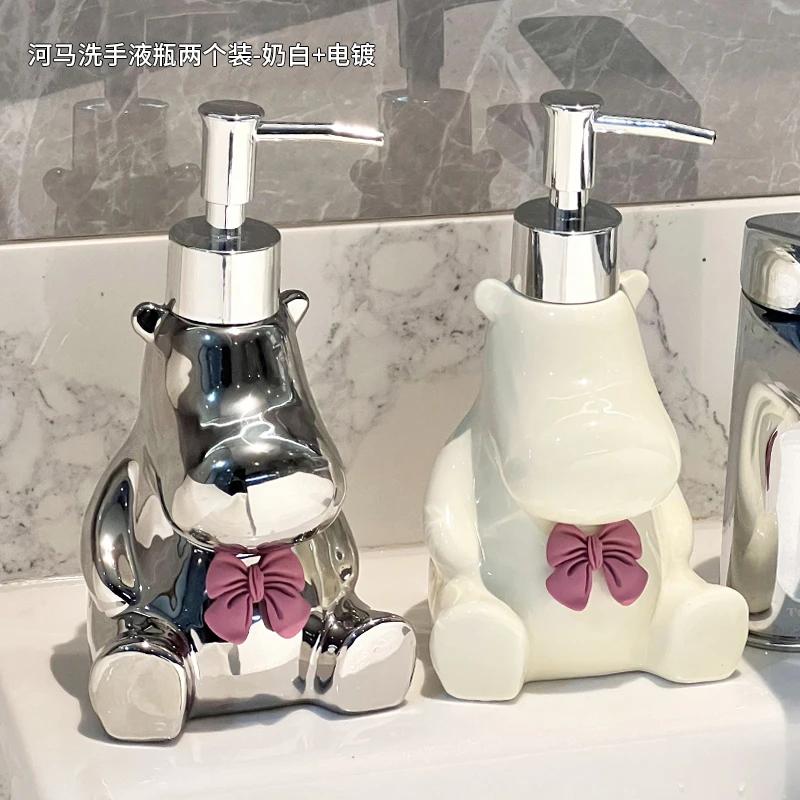 Hippopotamus Hand Sanitizer Bottle Press The Bottles Light Luxury Cartoon Shower Gel Laundry Detergent Bottle Soap Dispensers