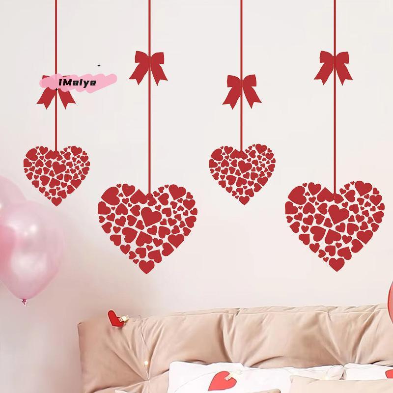 M-1pcs Valentine's Day Atmosphere Decorative Stickers,Heart-shaped Stickers For Glass Windows And Display Windows, Shop Stickers