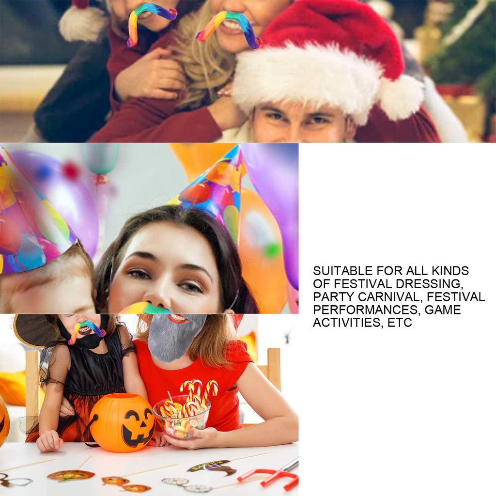 Fake Mustaches Novelty Colorful Simulation Costume Beard Moustache for Halloween Party