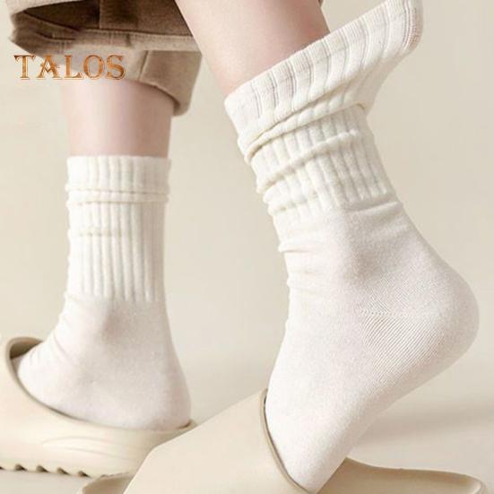 5 Pairs Women Socks Mid-tube No Odor Thick Warm Solid Color High Elasticity Anti-slip Sweat-absorption Anti-shrink Sports Winter Socks