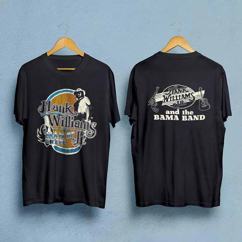 80s Hank Williams Jr And The Bama Band #039Man of Steel#039 Vintage TShirt Unisex T-Shirt