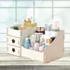 Desk Cosmetic Storage Box Wooden Makeup Case Jewelry Organizer