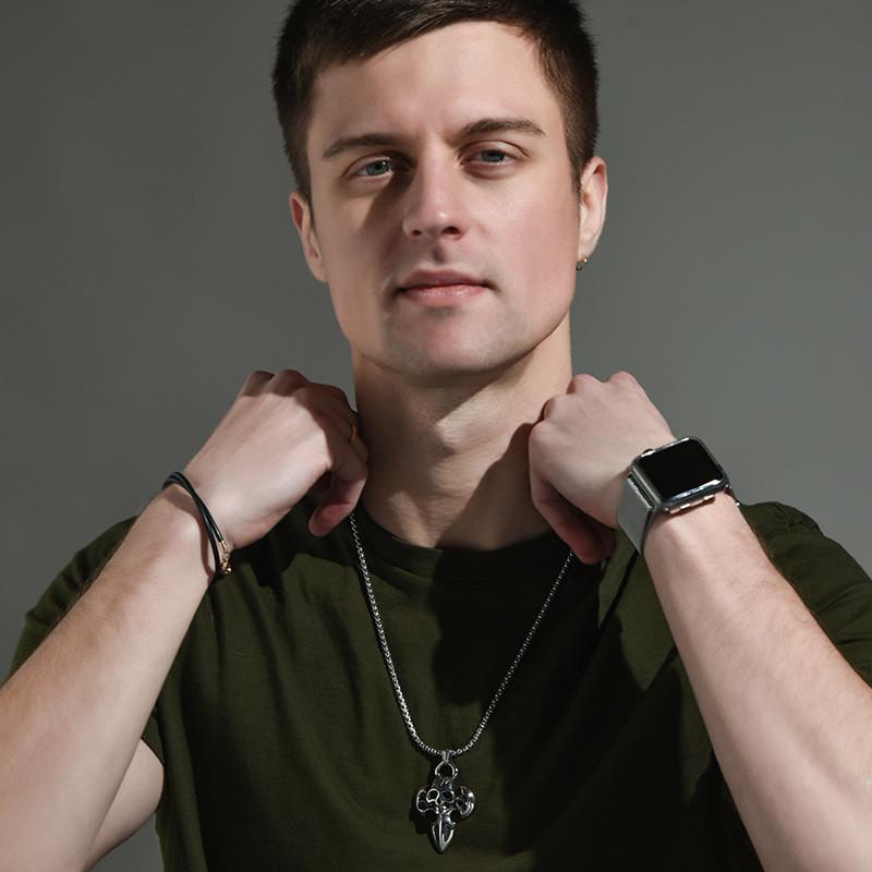 Vintage Skull Cross Titanium Steel Necklace For Men Unique Hip Hop Street Style Jewelry