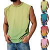 Pánská letní sportovní ležérní vesta bez rukávů s kulatým výstřihem a gradientem