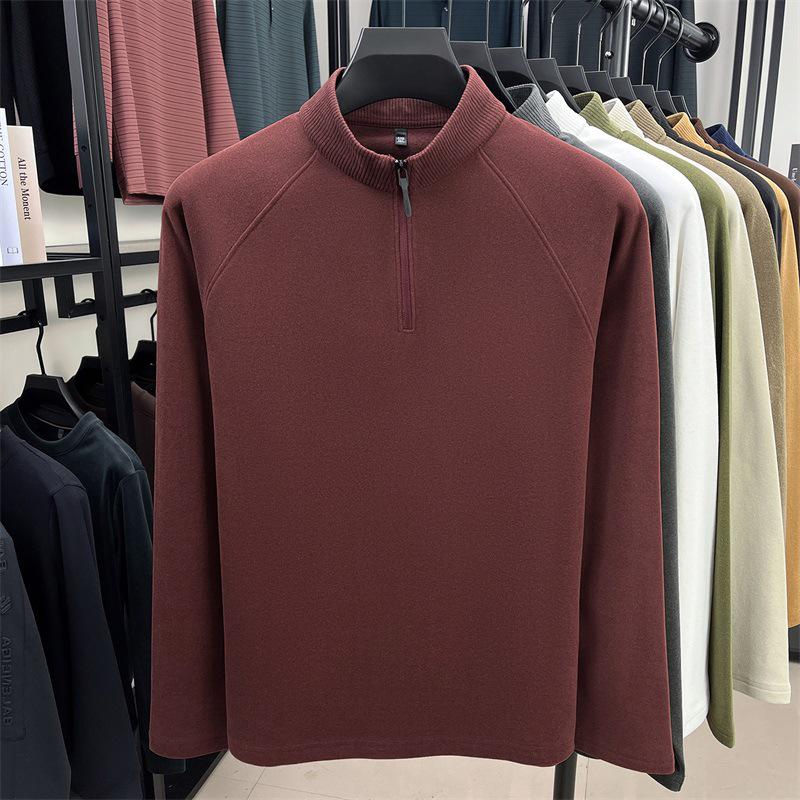 

Men s Double-Sided German Fleece Hoodie with Half-High Collar, Zipper, Autumn/Winter Fashionable Outerwear. 3XL (170-185 jin) червоний/іржавий