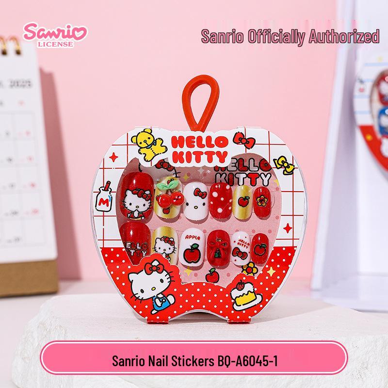 KT Cat Tecknad Bärbar Nagelklistermärke för Barn - Avtagbar, Självhäftande Gelé Nageldekor för Flickor