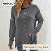 Blusas y camisas informales de manga larga con cuello redondo a la moda para mujer
