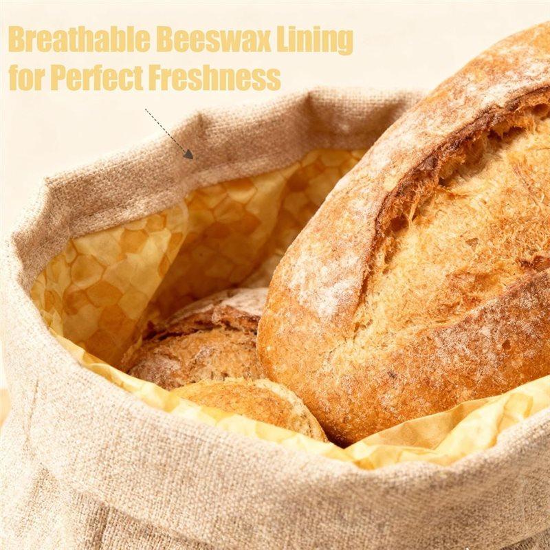 ABBP-Beeswax Lined Reusable Bread Storage Bag, Large Zip-Seal Bread Bag For Homemade & Sourdough Bread, For Bread Freshness