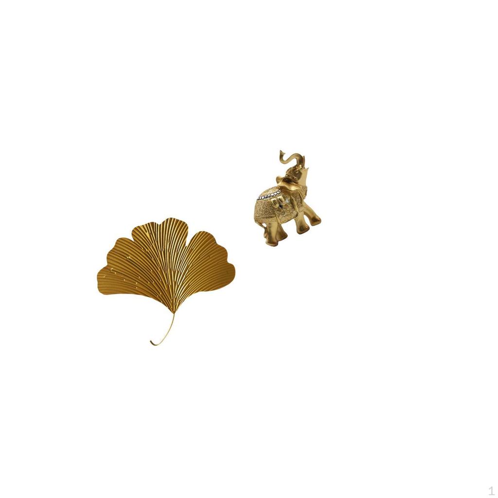 Ginkgo Iron Wall Sculpture with Elephant Resin Art Decor for Living Room Office Hotel Dining