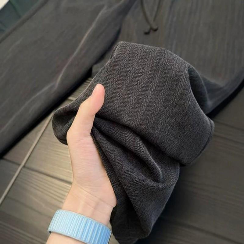 Cleanfit Striped Ice Silk Casual Pants Men Loose Straight Wide Leg Breathable Draped Trousers