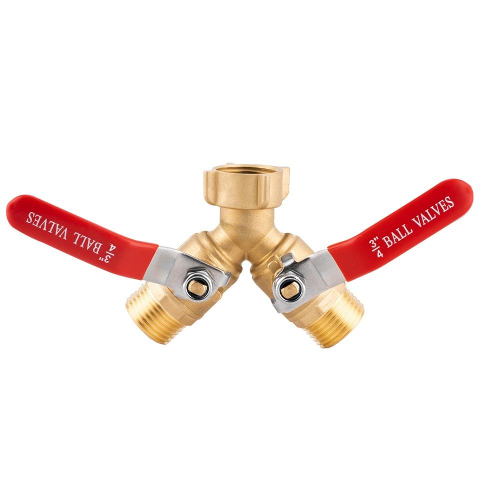 Hose Splitter 2 Way Heavy Duty Brass Garden Hose Splitter Outdoor Full Flow Hose Splitter Connector,Y Valve 3/4 Inch GHT Thread