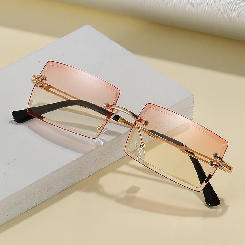 1PC frameless street photography sunglasses cut edge square design fashionable small PC sunglasses for women men