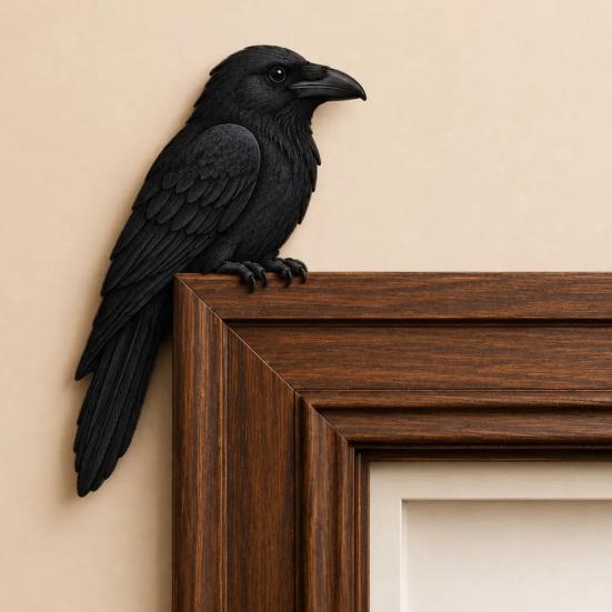 Accents de pièce inspirés par la nature, Décor Topper d'oiseau en bois pour porte, Statuette d'angle de forme adorable, Panneau décoratif en bois fait à la main, Aménagement intérieur de forêt