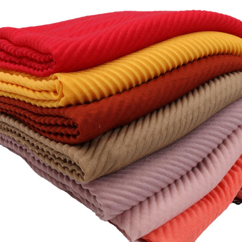 Niche Crinkled Cotton Linen Headscarf: Fashionable Pleated Long Scarf for Women (YW112)