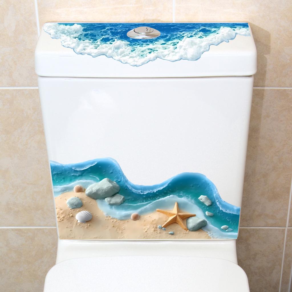 Creative Ocean Beach Shell Bathroom Toilet Seat Cover Decorative Self-Adhesive Wall Sticker