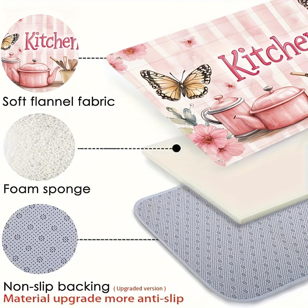 1Pcs Anti Fatigue Kitchen Rugs,Flowers Print Waterproof Non-Slip Thick Cushioned Kitchen Mat Heavy Duty Comfort Standing Mat for Kitchen