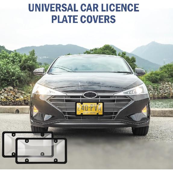 License Plate Covers, 2 Pack License Plate Protector And Frames Combo, Plastic Car Front/Rear License Plate Covers Ith Screws Caps, Universal Car