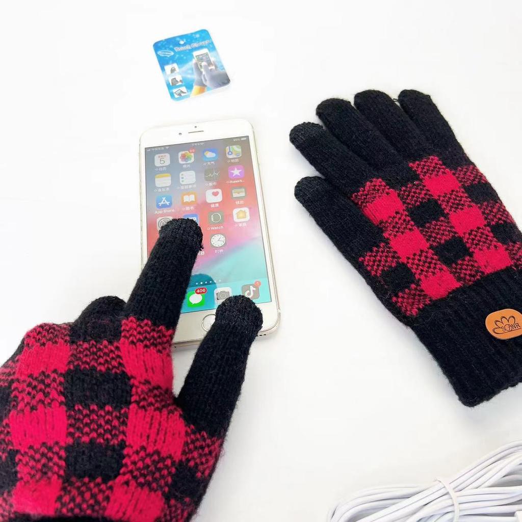 USB Electric Heating Gloves Quality 5-finger Jacquard Hand Warmer Outdoor Sports Cycling Warm Fashion Commuting