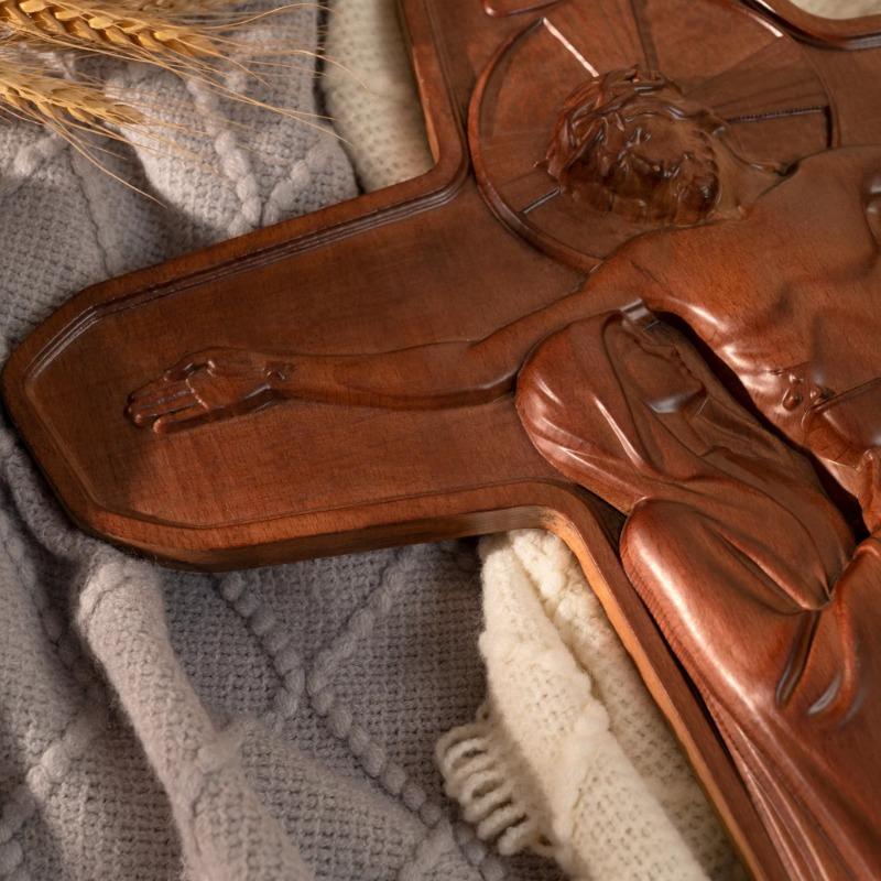 Ξύλινος Σταυρός Χριστιανικός Τοίχος Διακόσμηση, Εκκλησία Ιησού Παναγία Ενότητα, Πασχαλινή διακόσμηση, Καθολικός Σταυρός, Θρησκευτικό γλυπτό