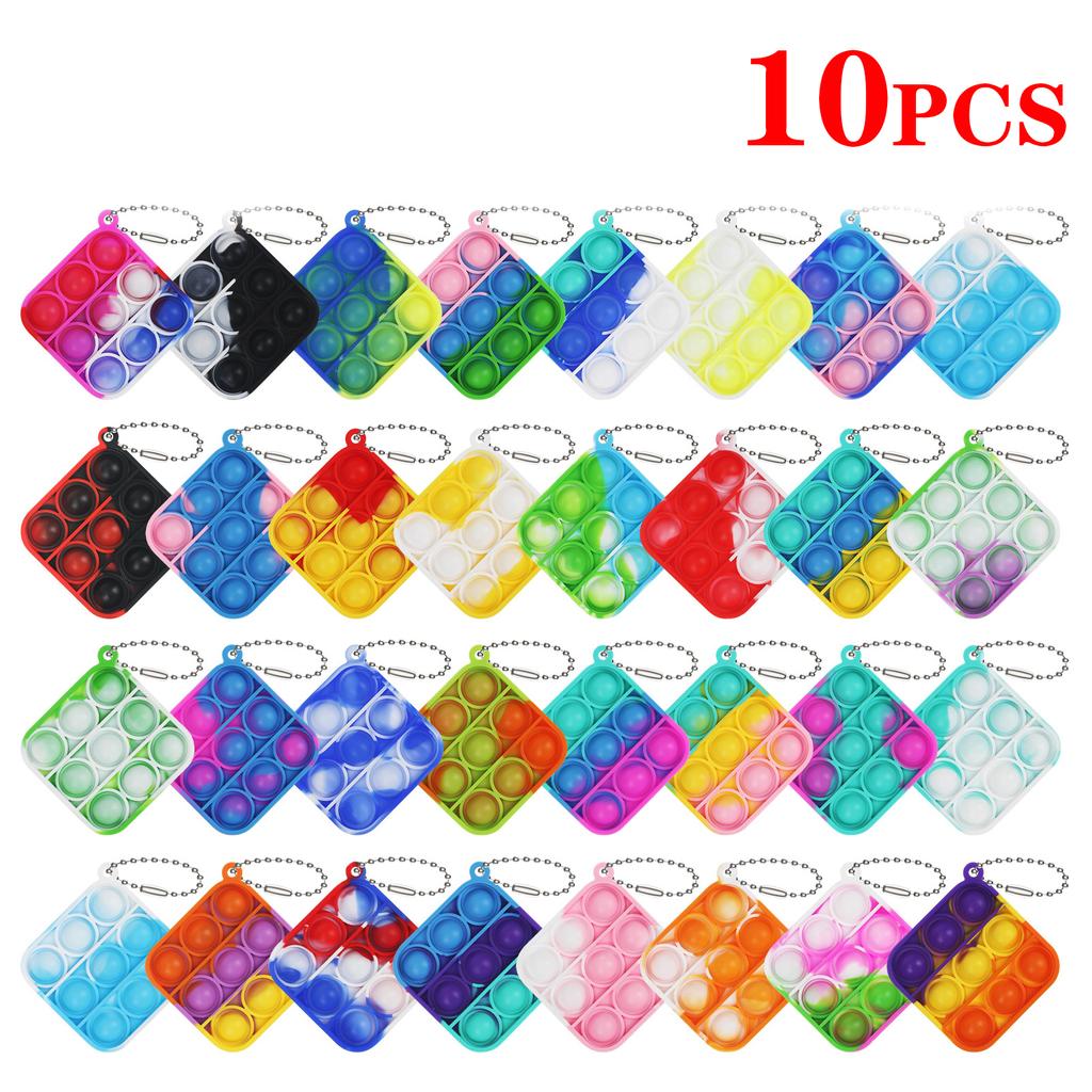 Toys Toys 10/30/50Pcs Pop Keychains Fidget Bulk Push Stress Relief Sensory Classroom Prizes Birthday Party Favors