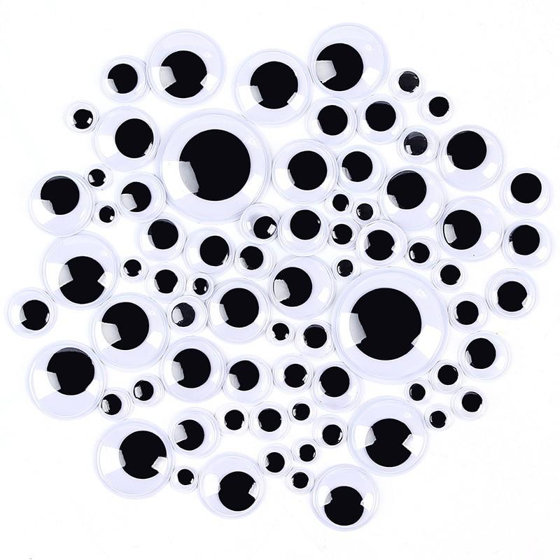 Self-Adhesive Movable Black and White Eyeballs with Eyelashes for Creative DIY Accessories