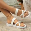 Fashion Summer New Sandals Fashion Round Head Open Toe Cross Thin with Soft Soles Anti-slip Wear-resistant Flat Shoes
