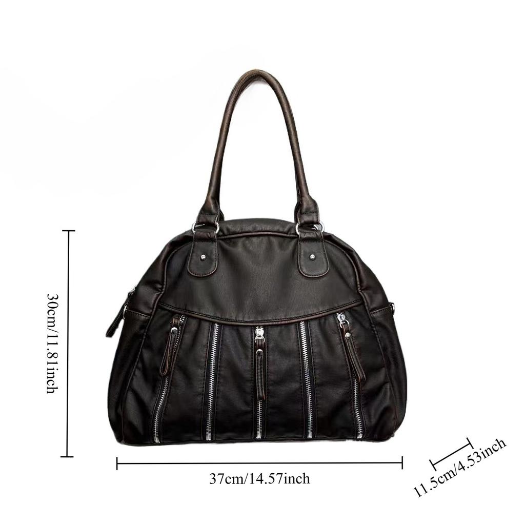Ladies Personality Multi-Pocket Hottie Locomotive Tote Bag Maillard Shoulder Bag