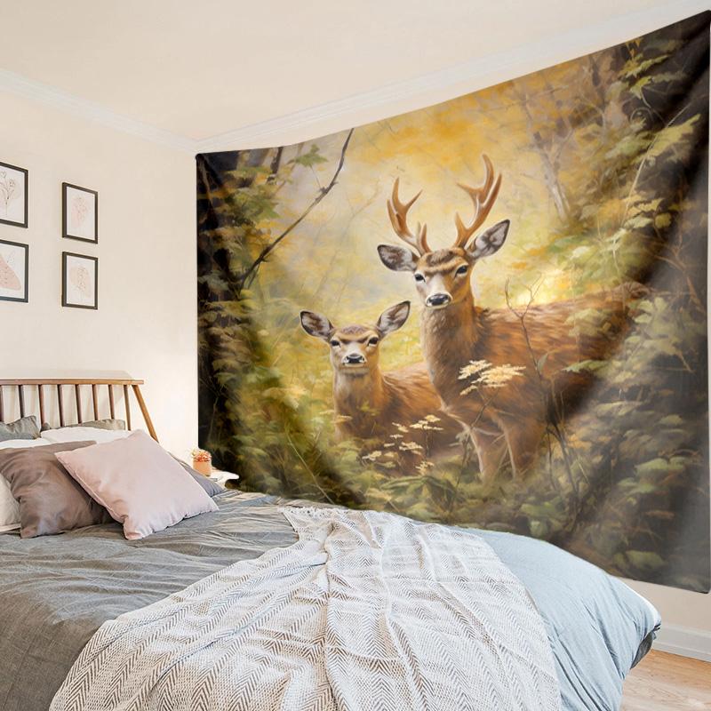 Deer With Floral Crown Tapestry Room Decoration Wall Hanging for Living Room Bedroom, dormitory, Birthday and Christmas gifts