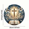 2D Round Metal Sign Christian Cross Bible Religious Home Decor Wall Art Sculpture