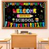 Welcome Back to School Background Banner Decoration,Fabric Bulletin Board Decoration,Welcome Back to School Photo Booth Backdrop Wall Decoration,72.8