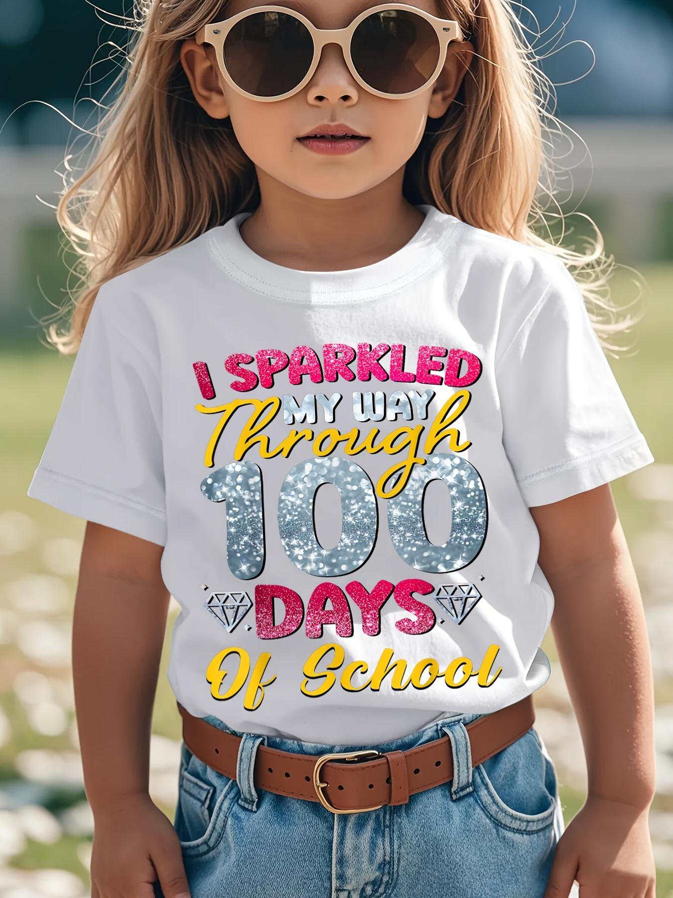 Европейские размеры 100-дневная кампусная футболка с забавным эстетичным принтом Модный топ Детская футболка с коротким рукавом 98cm