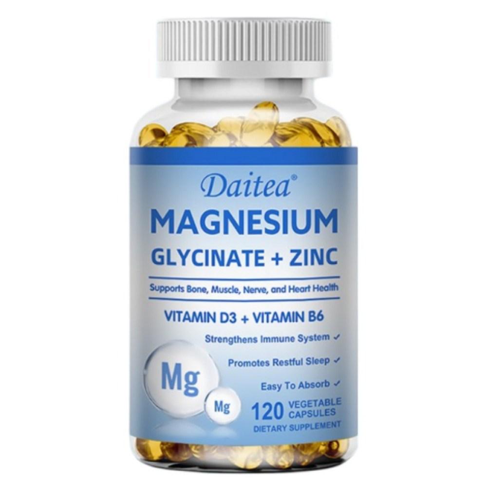 Maximize absorption with Magnesium Glycinate, Zinc, Vitamin D3, and B6 supplements - For healthy sleep, nerve, and bone health. 120 tablets, 1 pc