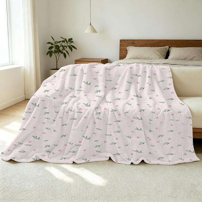 Flannel Blanket: Anti-Pilling, Soft & Skin-Friendly, Simple Floral All-Season Warm Home Decor for Lounge