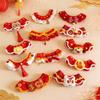 Cute Chinese Style Pet Scarf Adjustable Knitted Material Puppy Collar Handmade Cartoon Cat Knitted Scarf Spring Festival