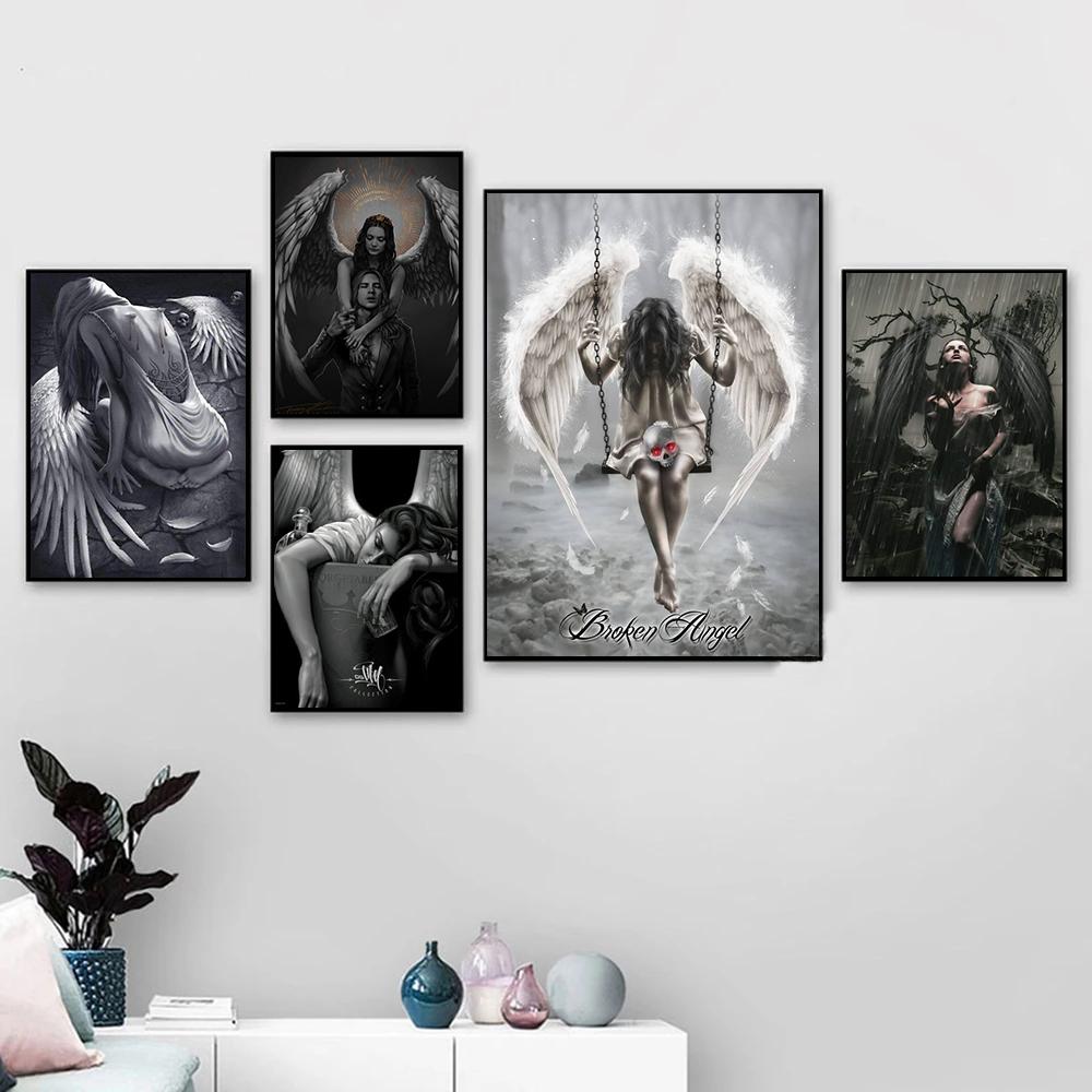 Vintage klassische Malerei, "Schutzengel mit Schwert", Poster auf Leinwand gedruckt, an der Wand, künstlerische Malerei,