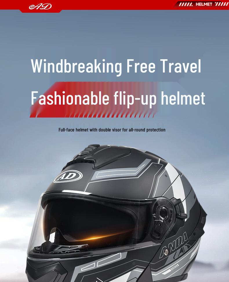 AD Winter Full Face Electric Motorcycle Helmet, 3C Certified Flip-Up Design, Unisex, All-Season Safety Helmet