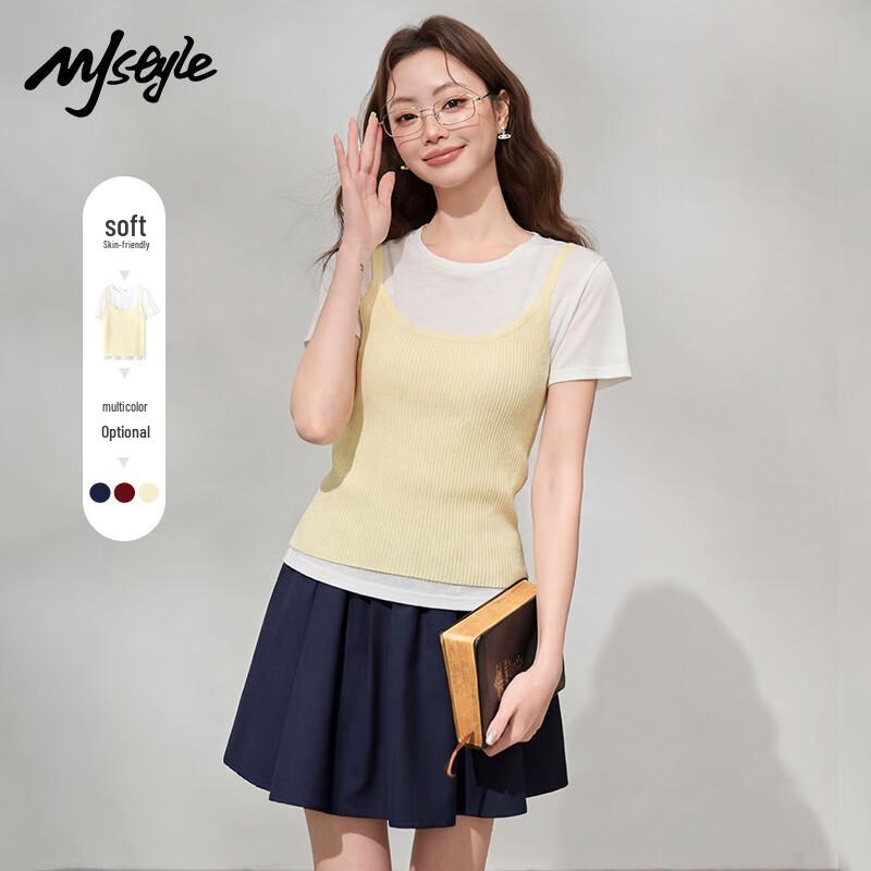 

MJ STYLE Women s Color-block Snowflake Cotton Short-Sleeve T-Shirt M