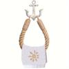Vintage Nautical Style Rope Toilet Paper Holder with Jute Towel Ring Metal Anchor Hook Wall Mounted Coastal Bathroom Decor, Easy Installation,